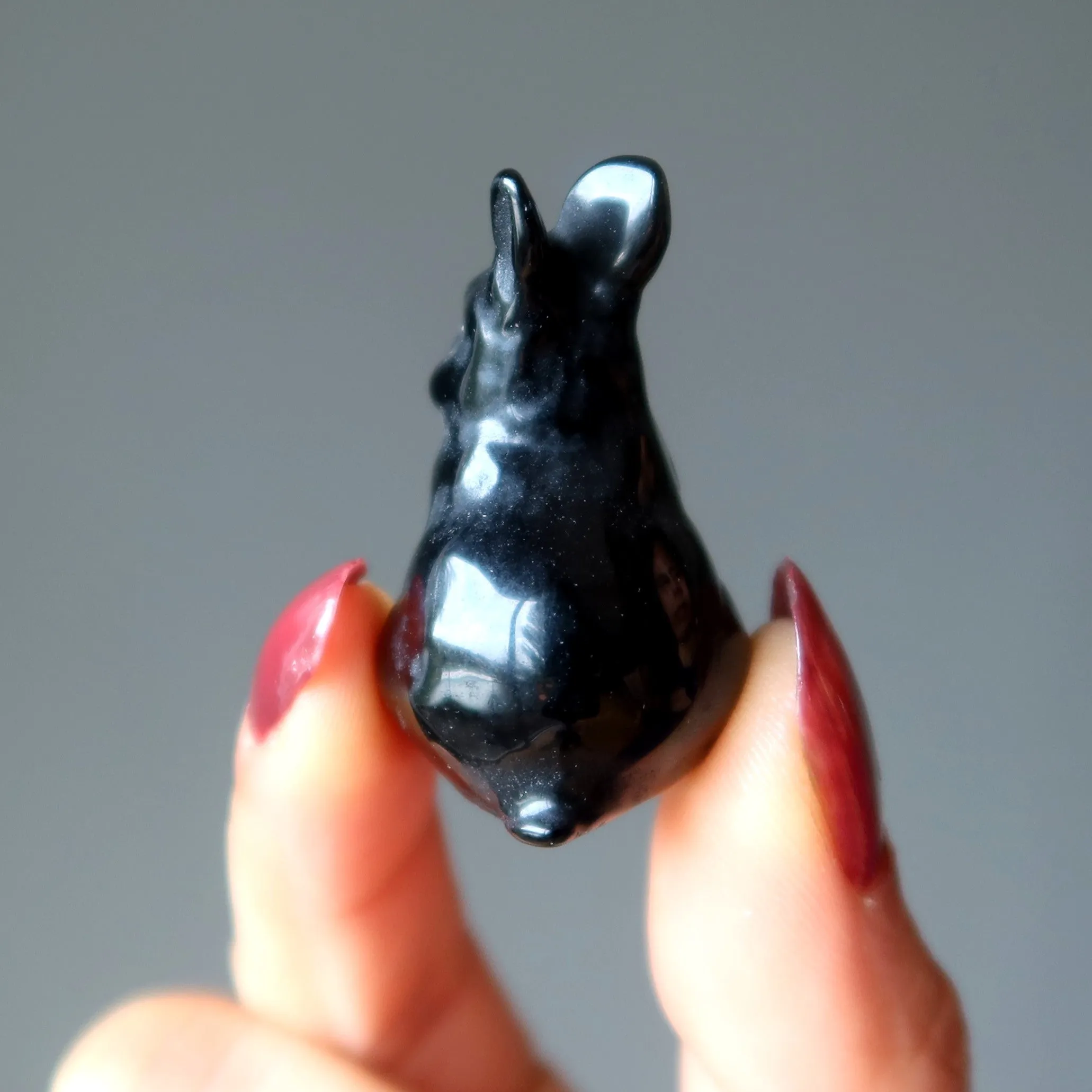Black Obsidian Rabbit Adorable Protector Bunny Stone