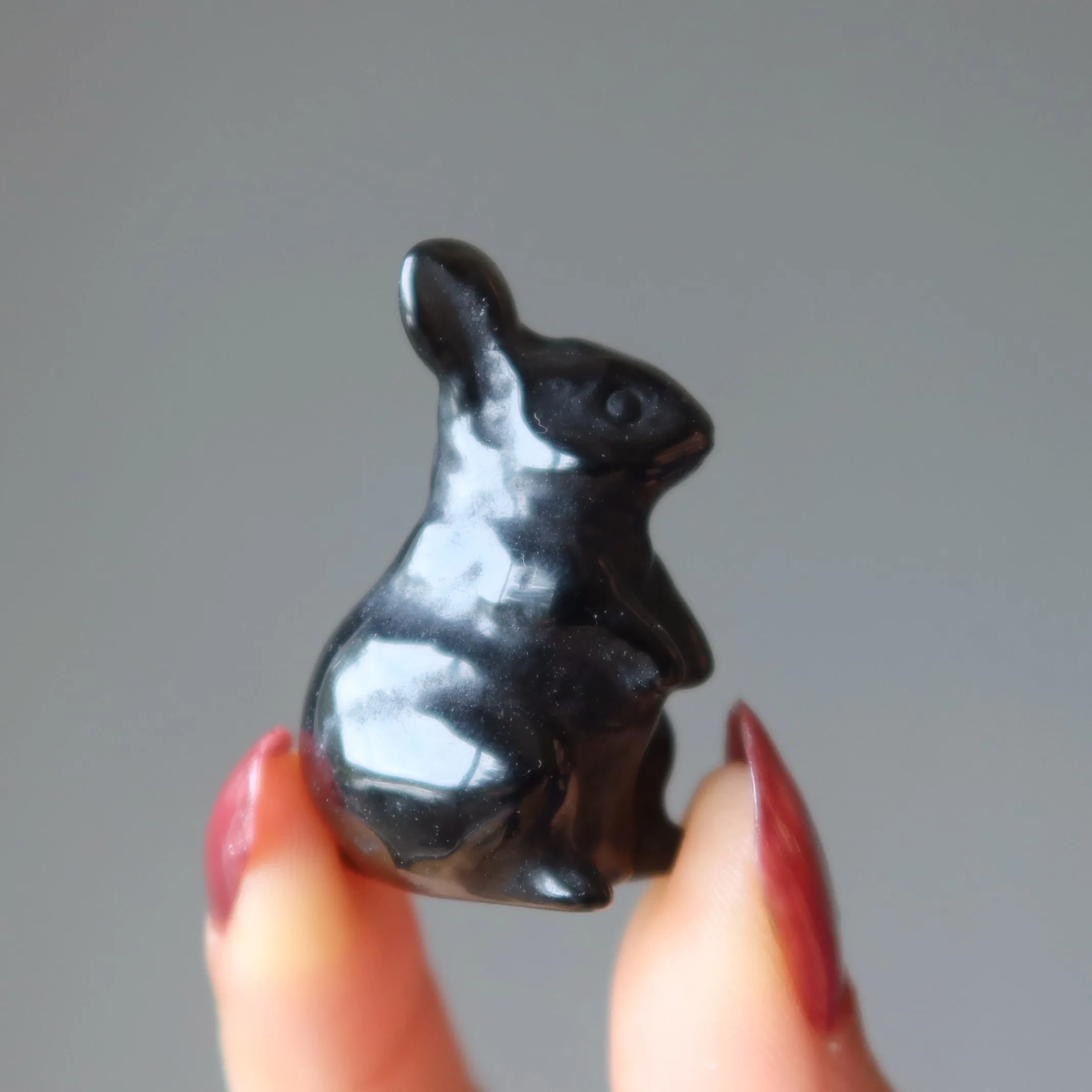 Black Obsidian Rabbit Adorable Protector Bunny Stone