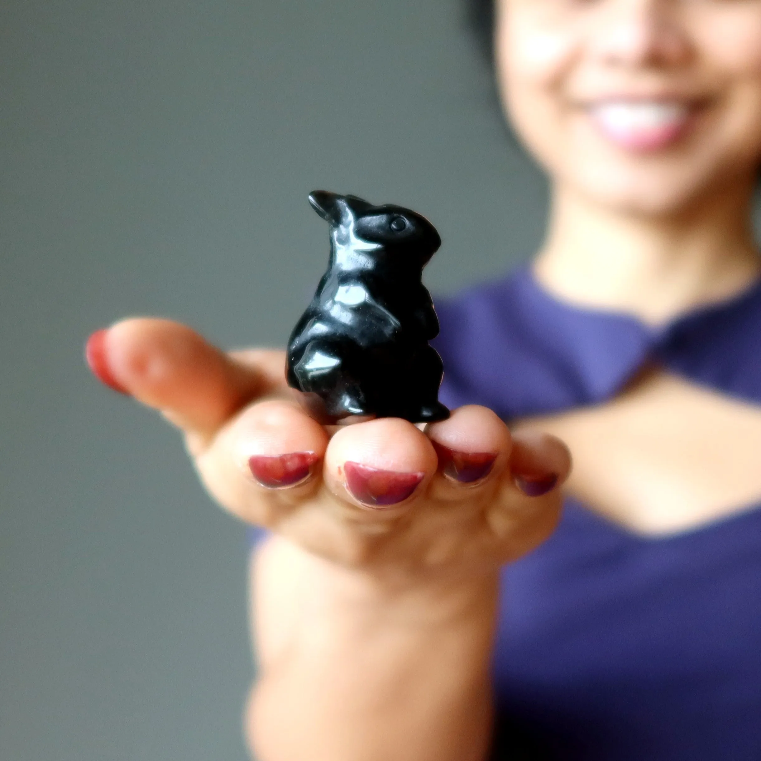 Black Obsidian Rabbit Adorable Protector Bunny Stone