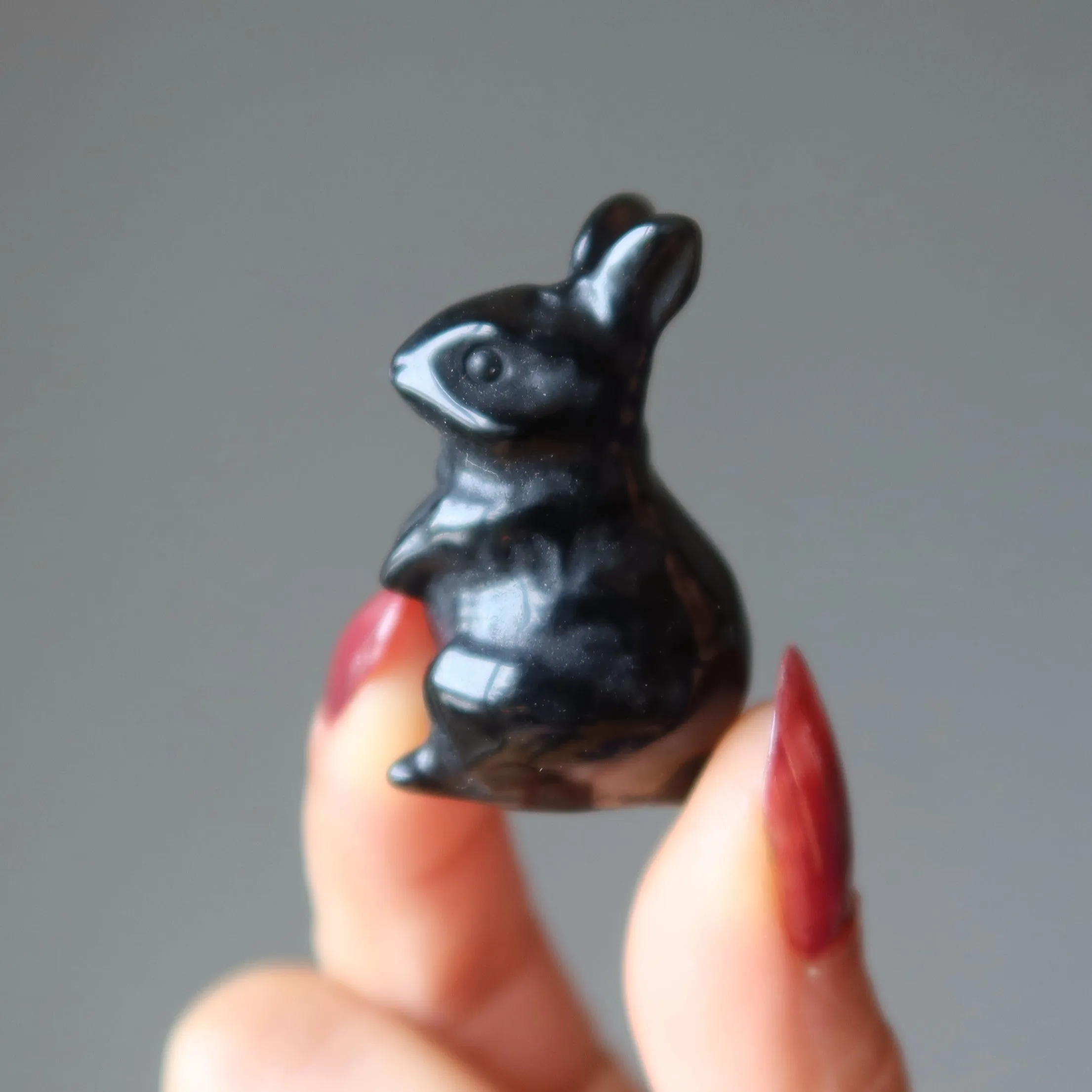Black Obsidian Rabbit Adorable Protector Bunny Stone