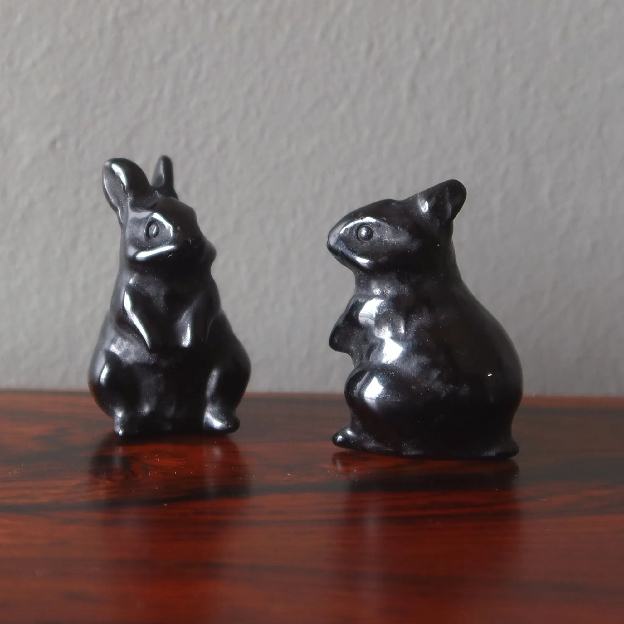 Black Obsidian Rabbit Adorable Protector Bunny Stone