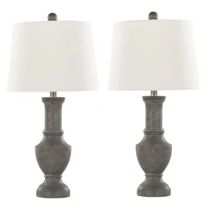 Chateau - Contemporary Table Lamp (Set of 2) - Acid Griffin / Nickel / White by Couch.com