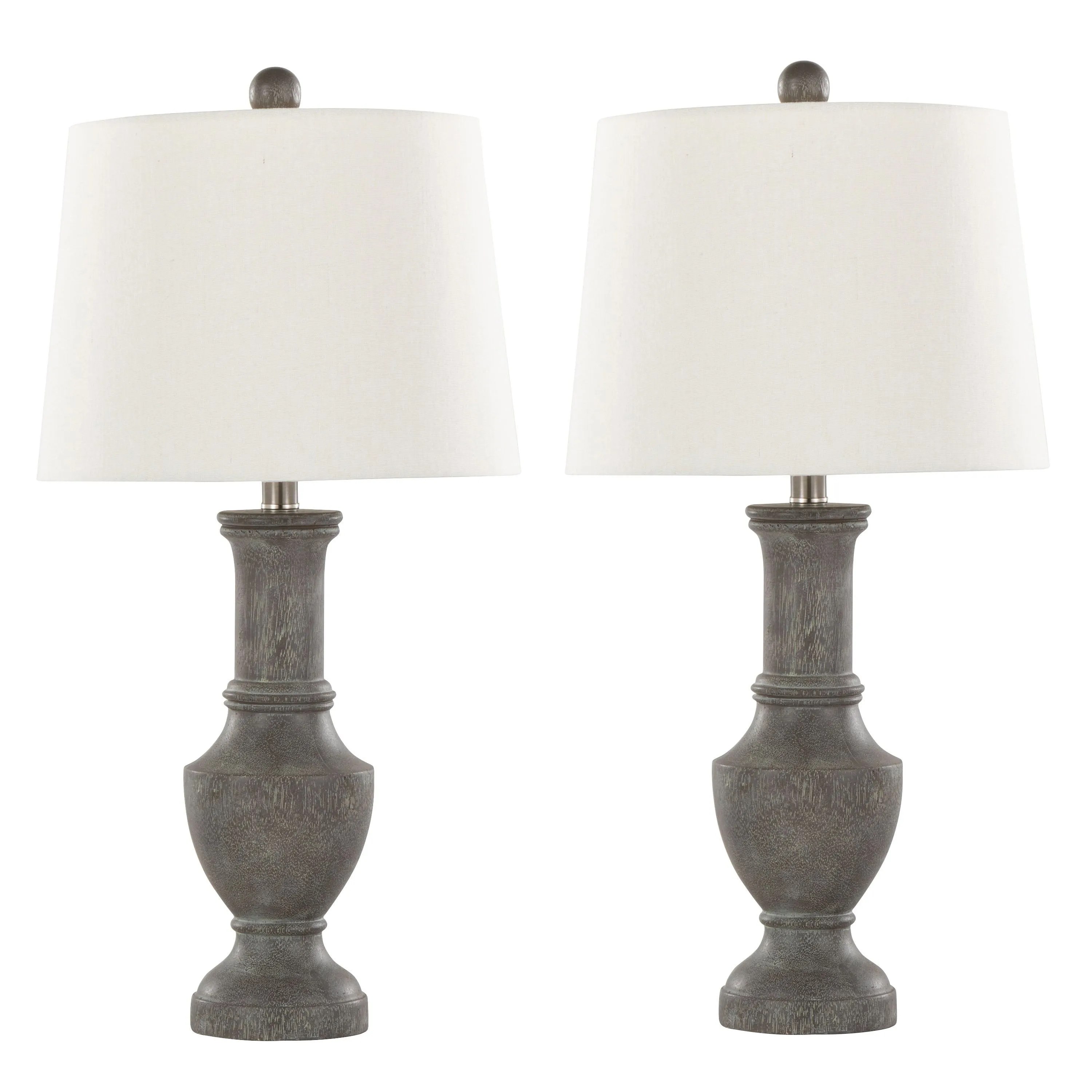 Chateau - Contemporary Table Lamp (Set of 2) - Acid Griffin / Nickel / White by Couch.com