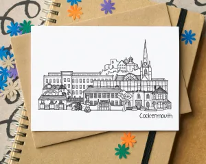 Cockermouth Skyline Landmarks Greetings Card