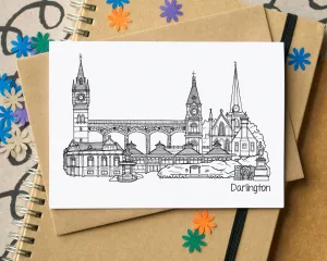 Darlington Skyline Landmarks Greetings Card
