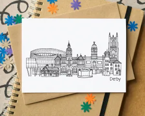 Derby Skyline Landmarks Greetings Card