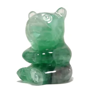 Fluorite Bear Sitting Sweetheart Rainbow Figurine