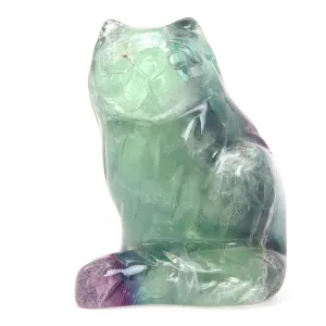 Fluorite Cat I Fit I Sit Perseverance Energy Green Animal Figurine