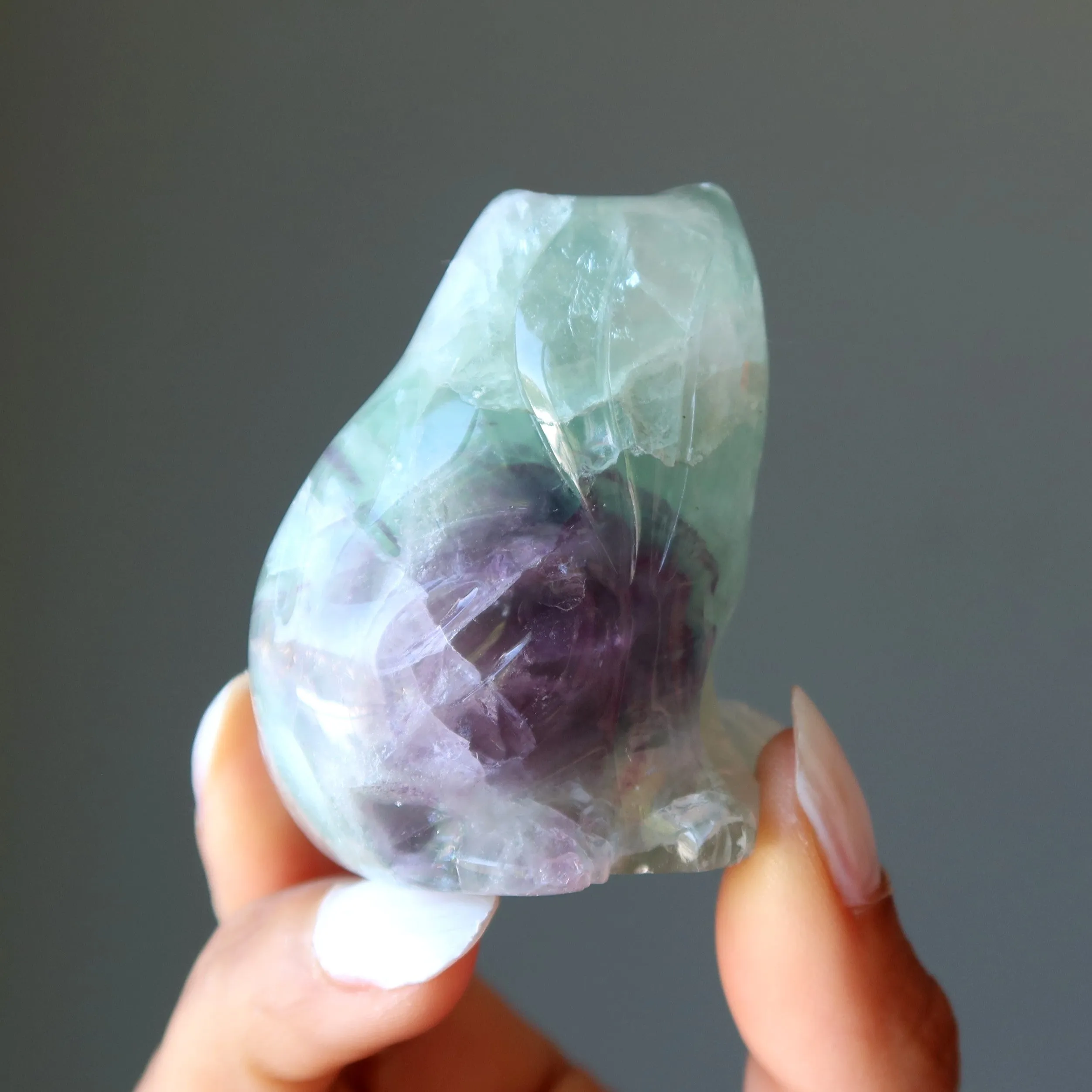 Fluorite Cat I Fit I Sit Perseverance Energy Green Animal Figurine