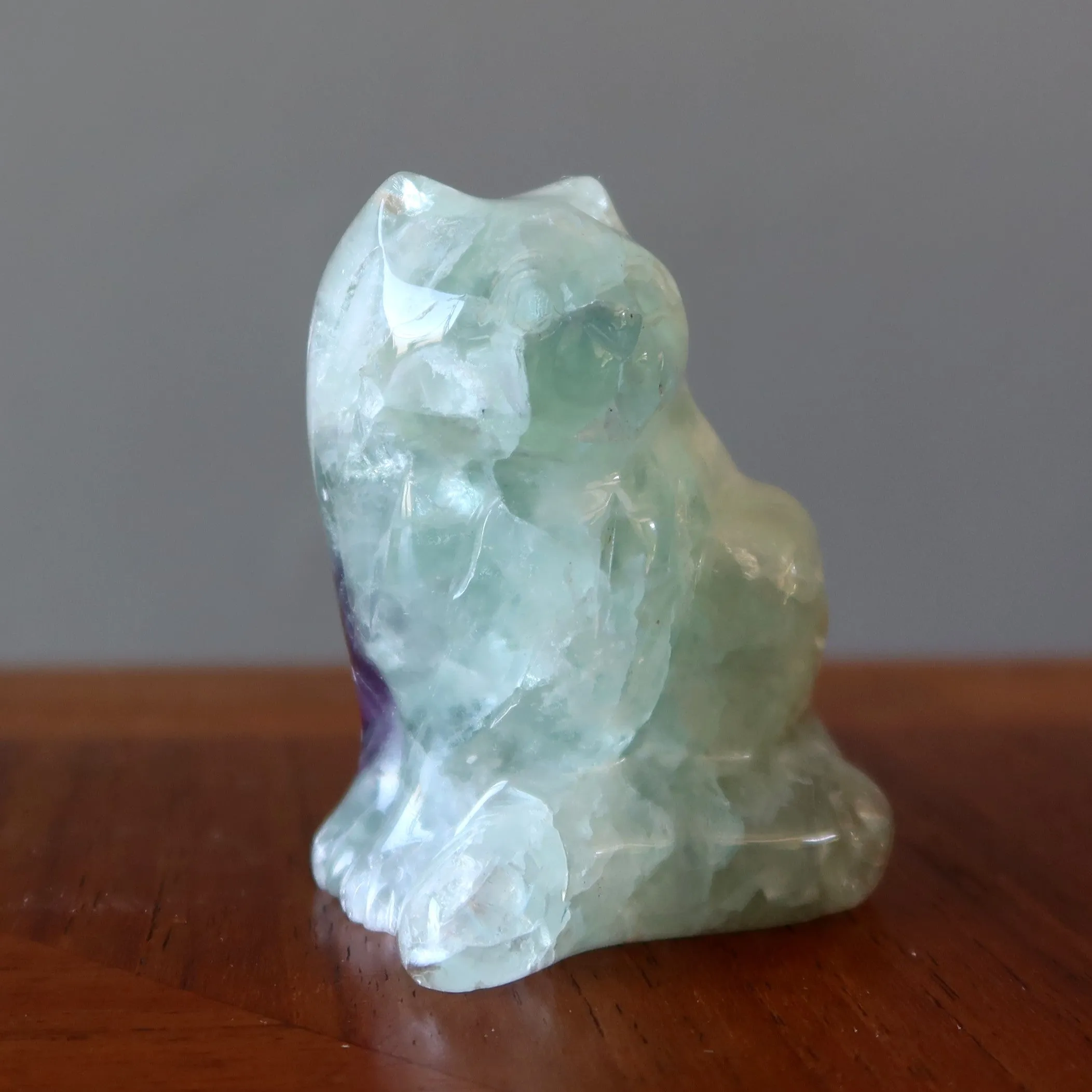 Fluorite Cat I Fit I Sit Perseverance Energy Green Animal Figurine