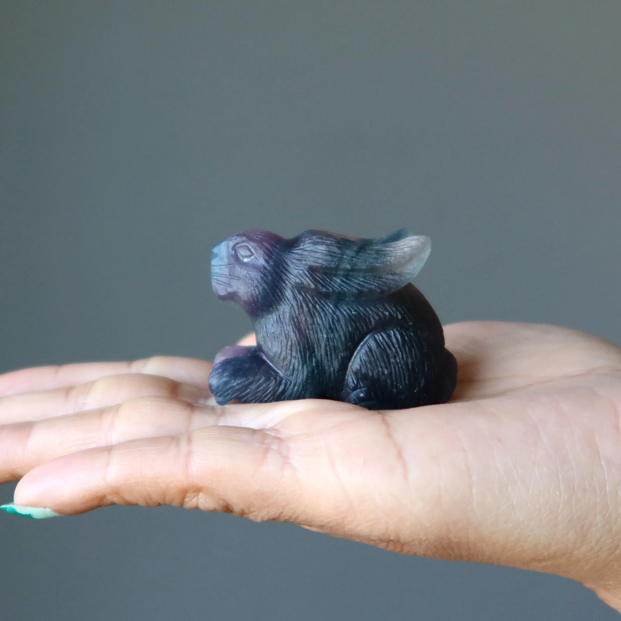 Fluorite Rabbit Hop to Healing Crystal Purple Animal Figurine