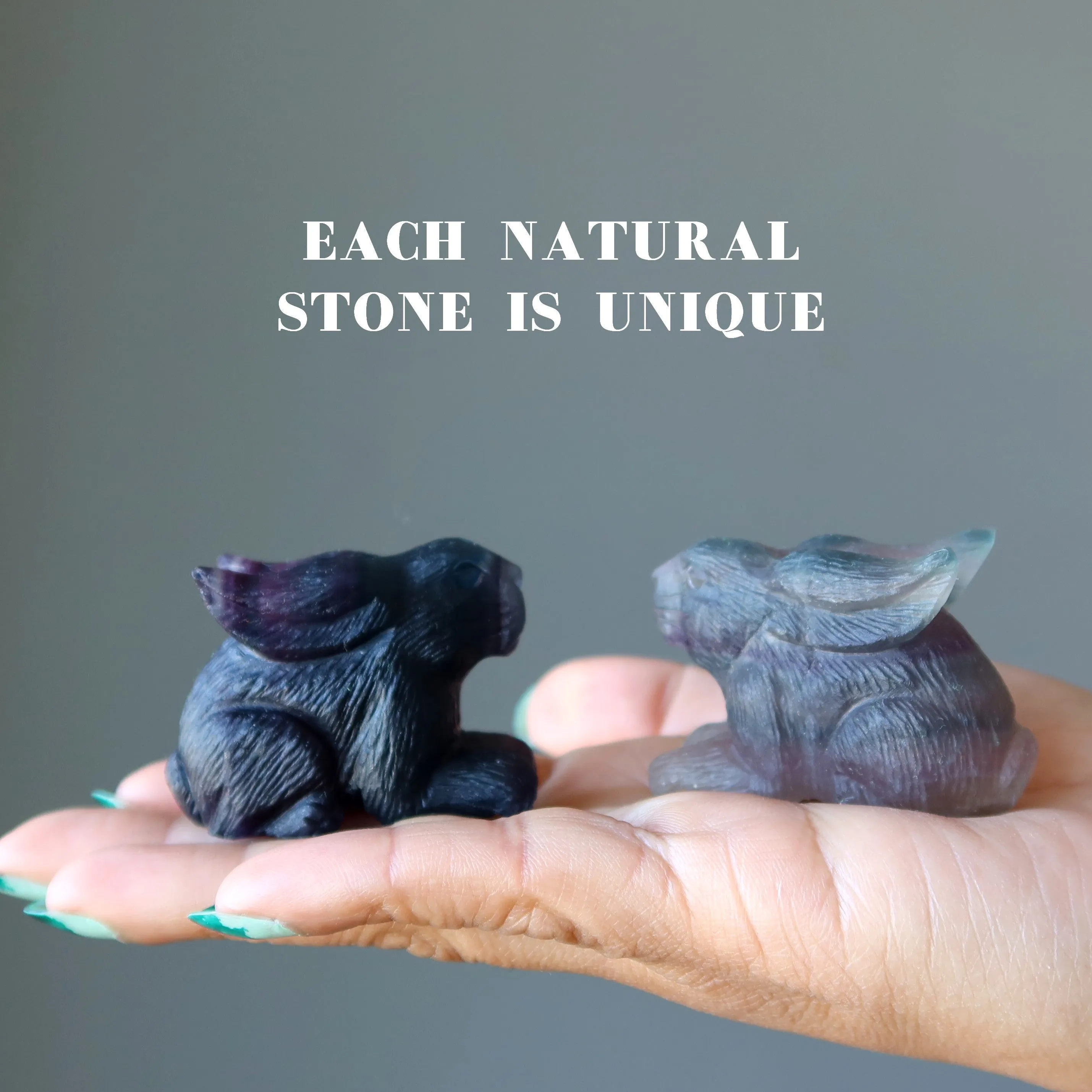 Fluorite Rabbit Hop to Healing Crystal Purple Animal Figurine