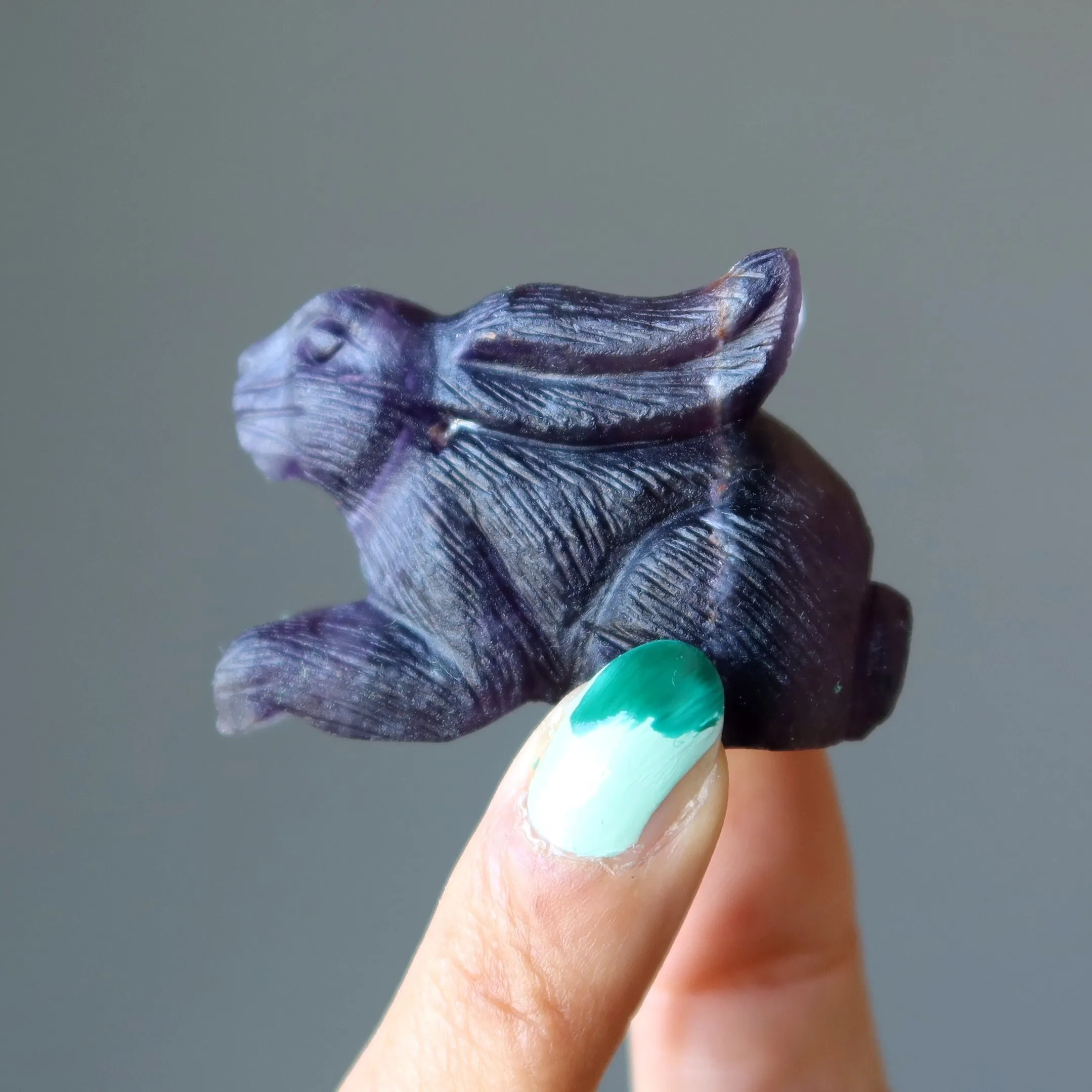 Fluorite Rabbit Hop to Healing Crystal Purple Animal Figurine