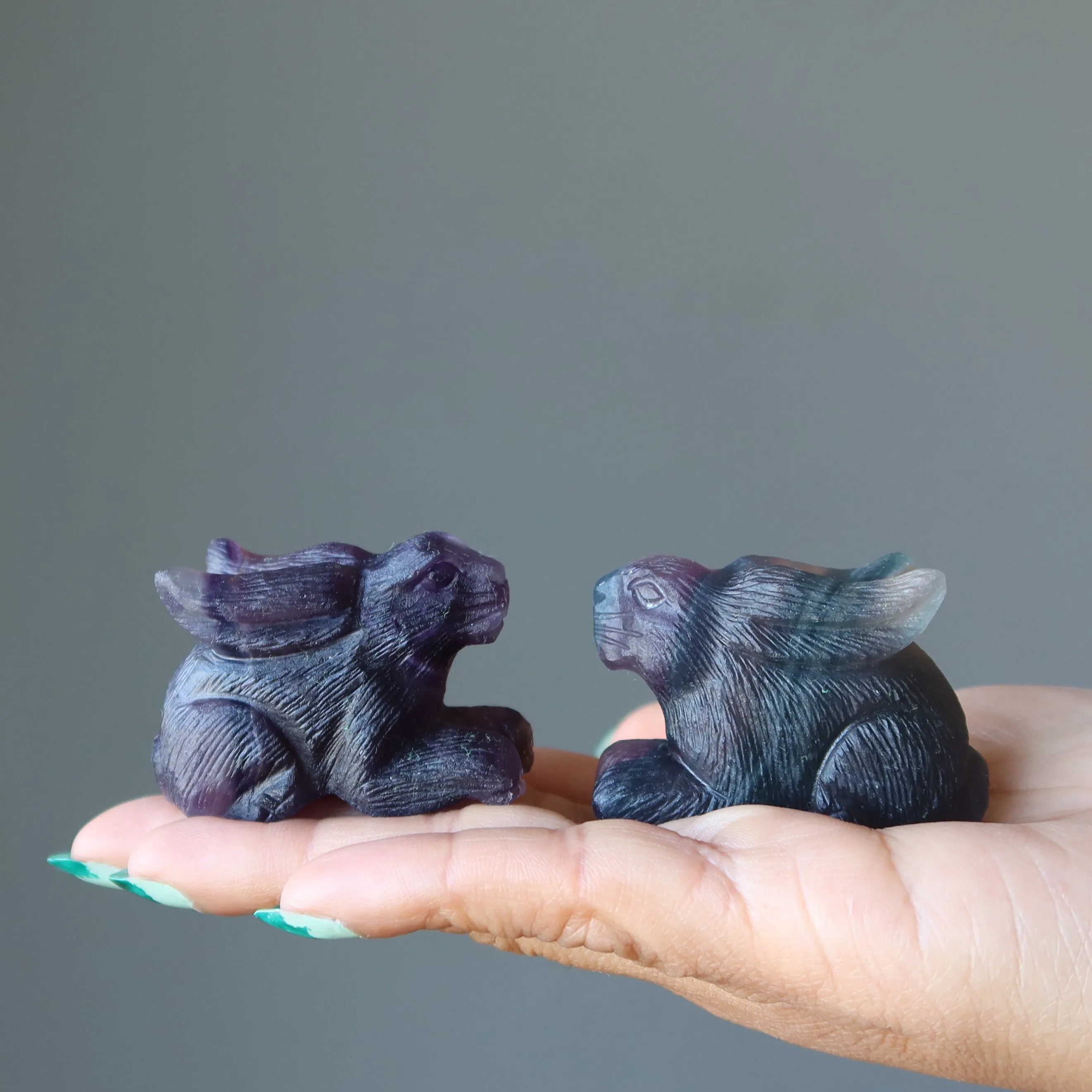 Fluorite Rabbit Hop to Healing Crystal Purple Animal Figurine