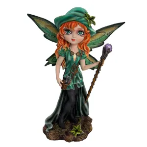 Forest Fae Fairy with Jewel Staff and Dragon Figurine