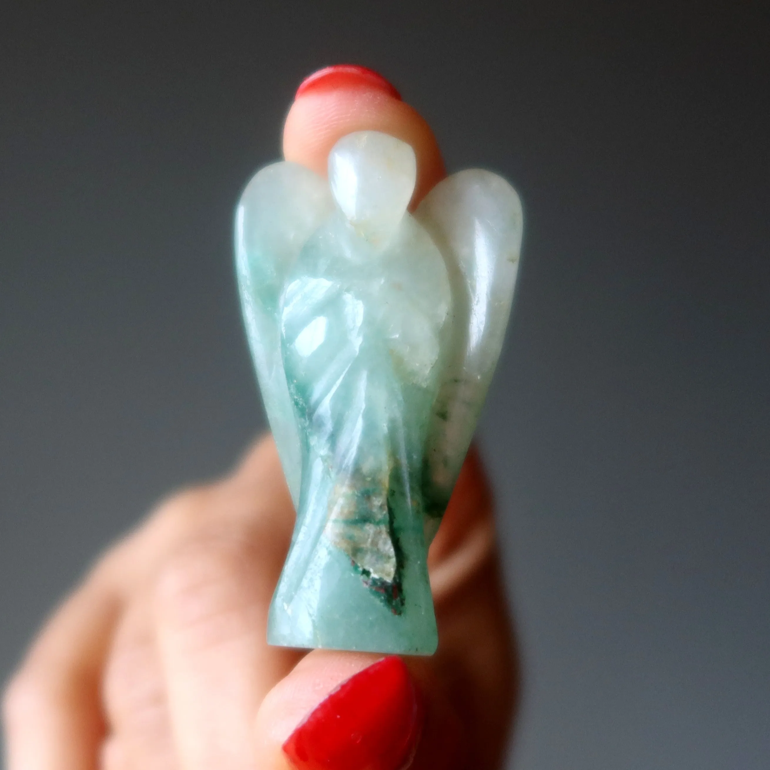 Green Aventurine Angel of Abundance Blessed Crystal Figurine