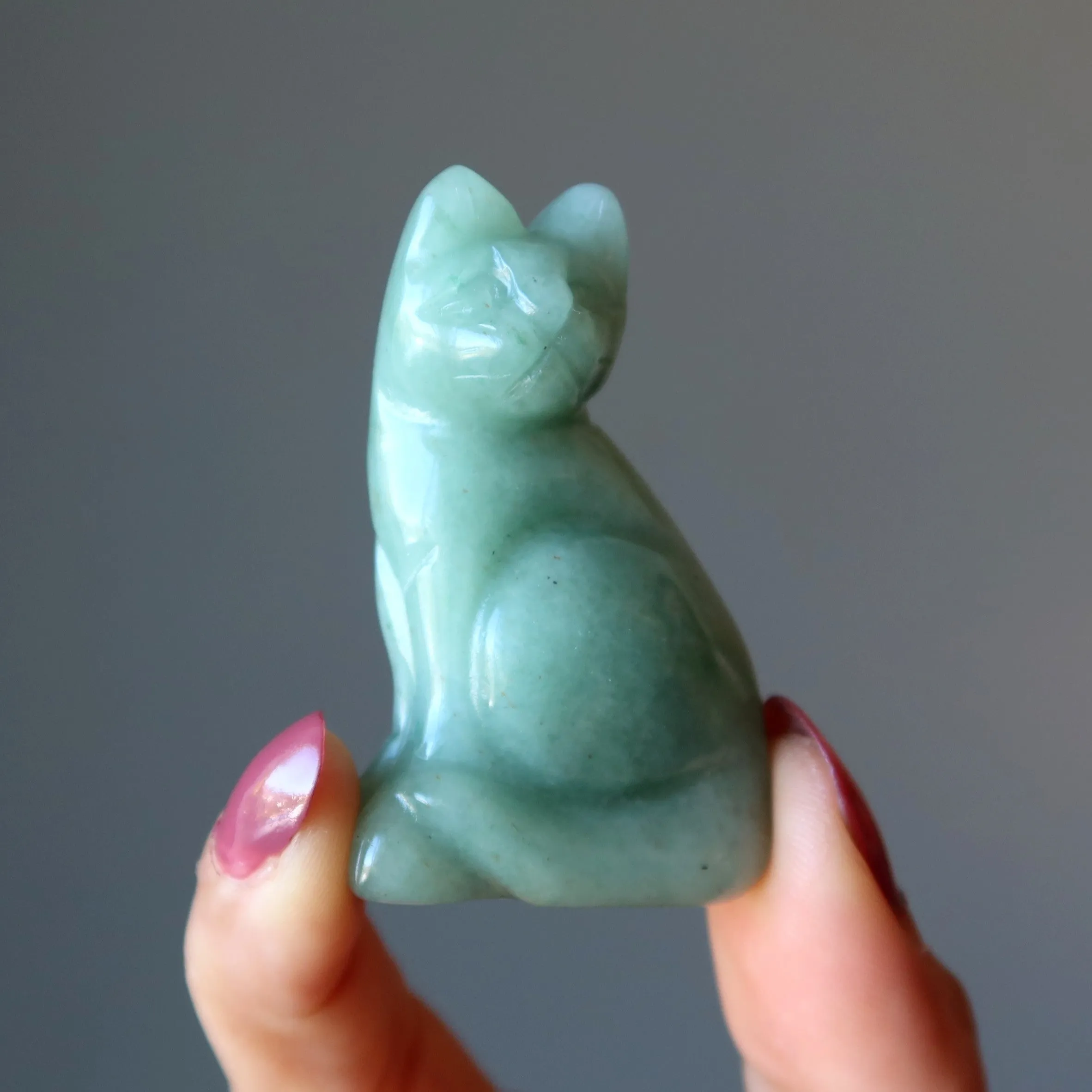 Green Aventurine Cat I Deserve It All Abundance Animal Crystal