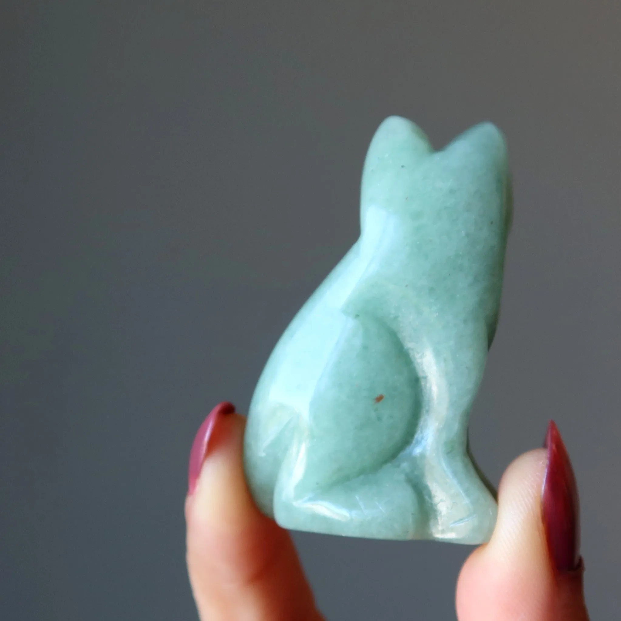 Green Aventurine Cat I Deserve It All Abundance Animal Crystal
