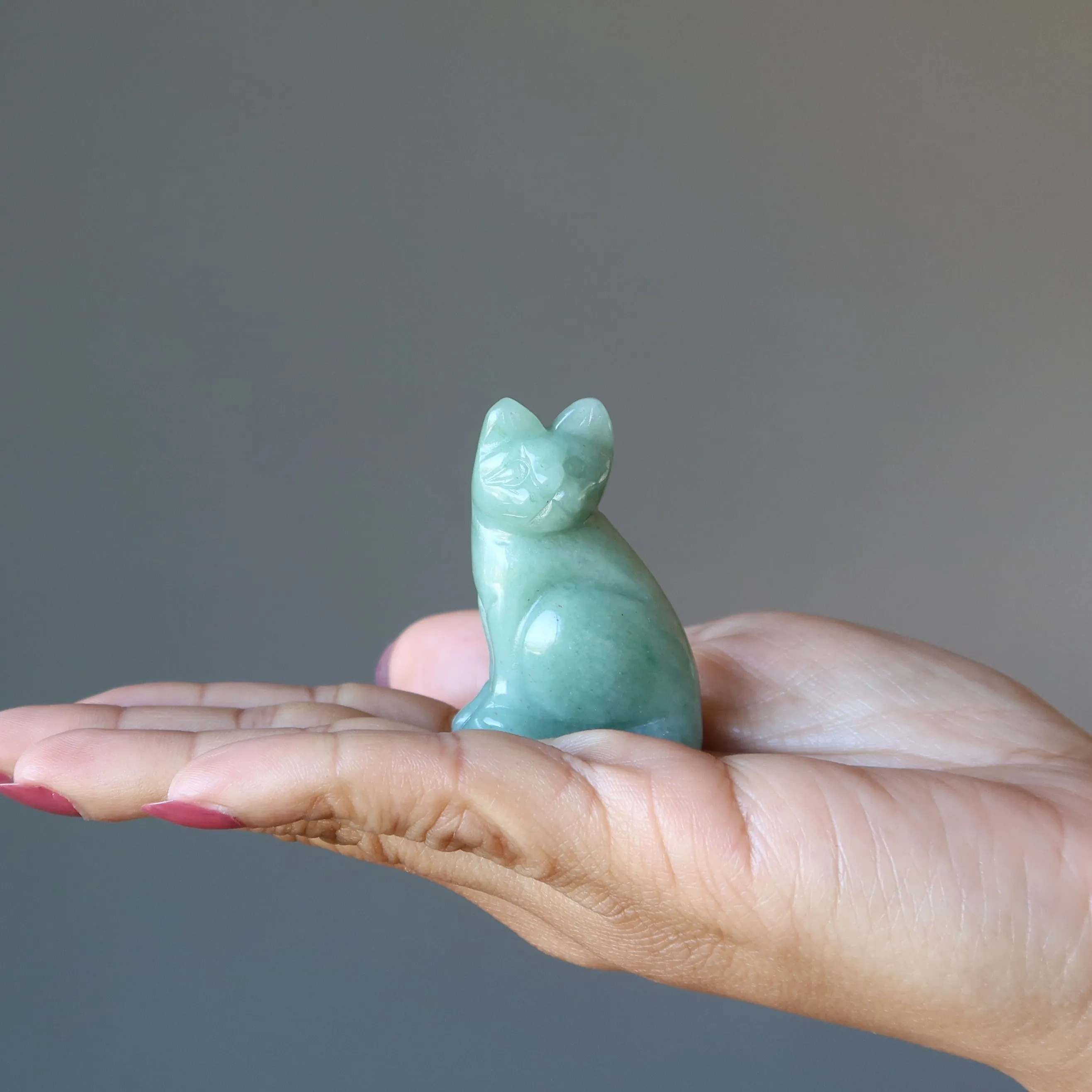Green Aventurine Cat I Deserve It All Abundance Animal Crystal