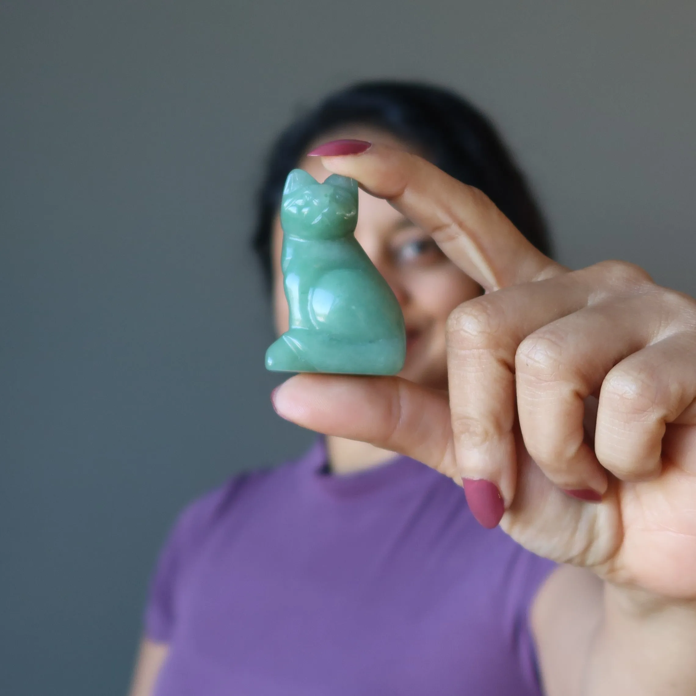 Green Aventurine Cat I Deserve It All Abundance Animal Crystal