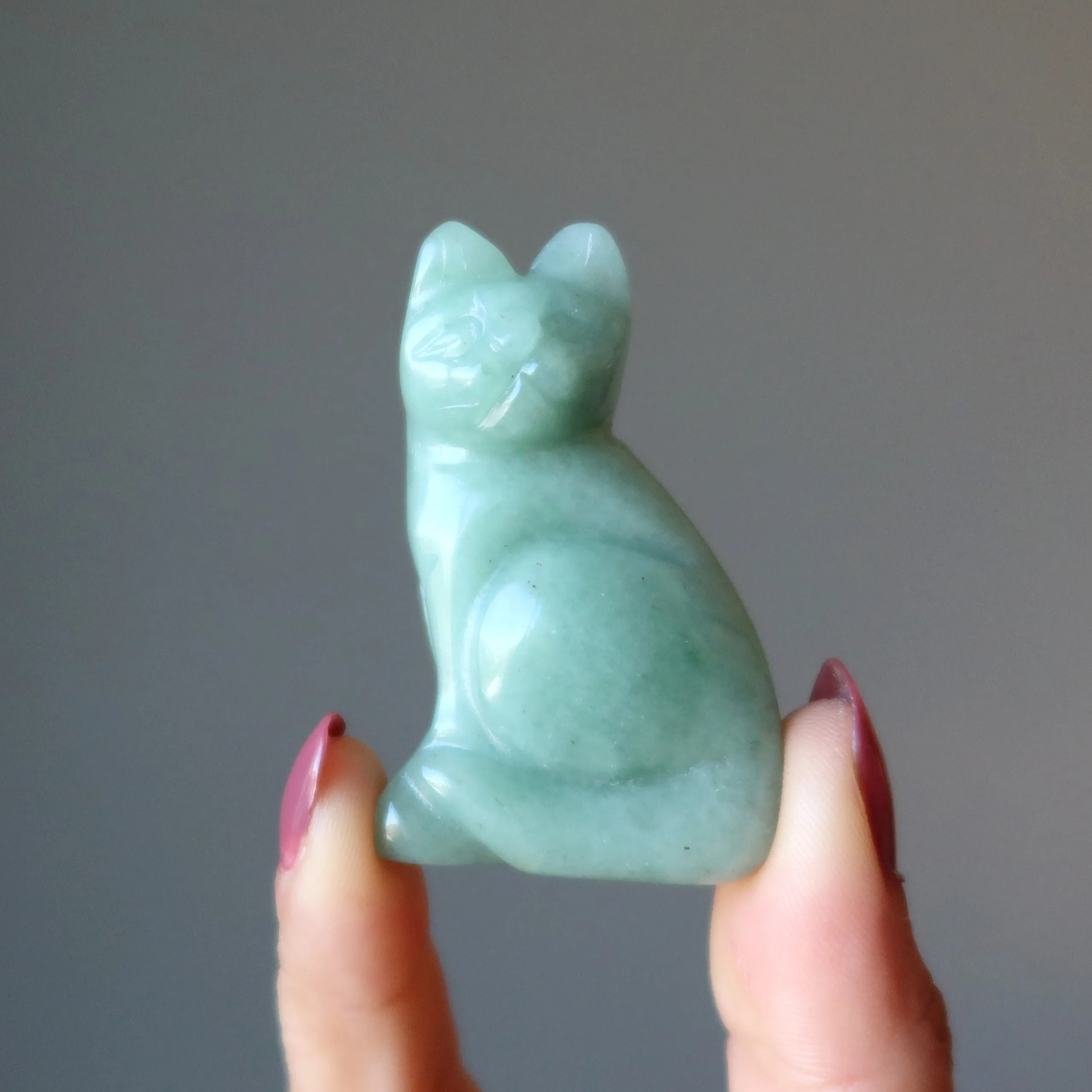 Green Aventurine Cat I Deserve It All Abundance Animal Crystal