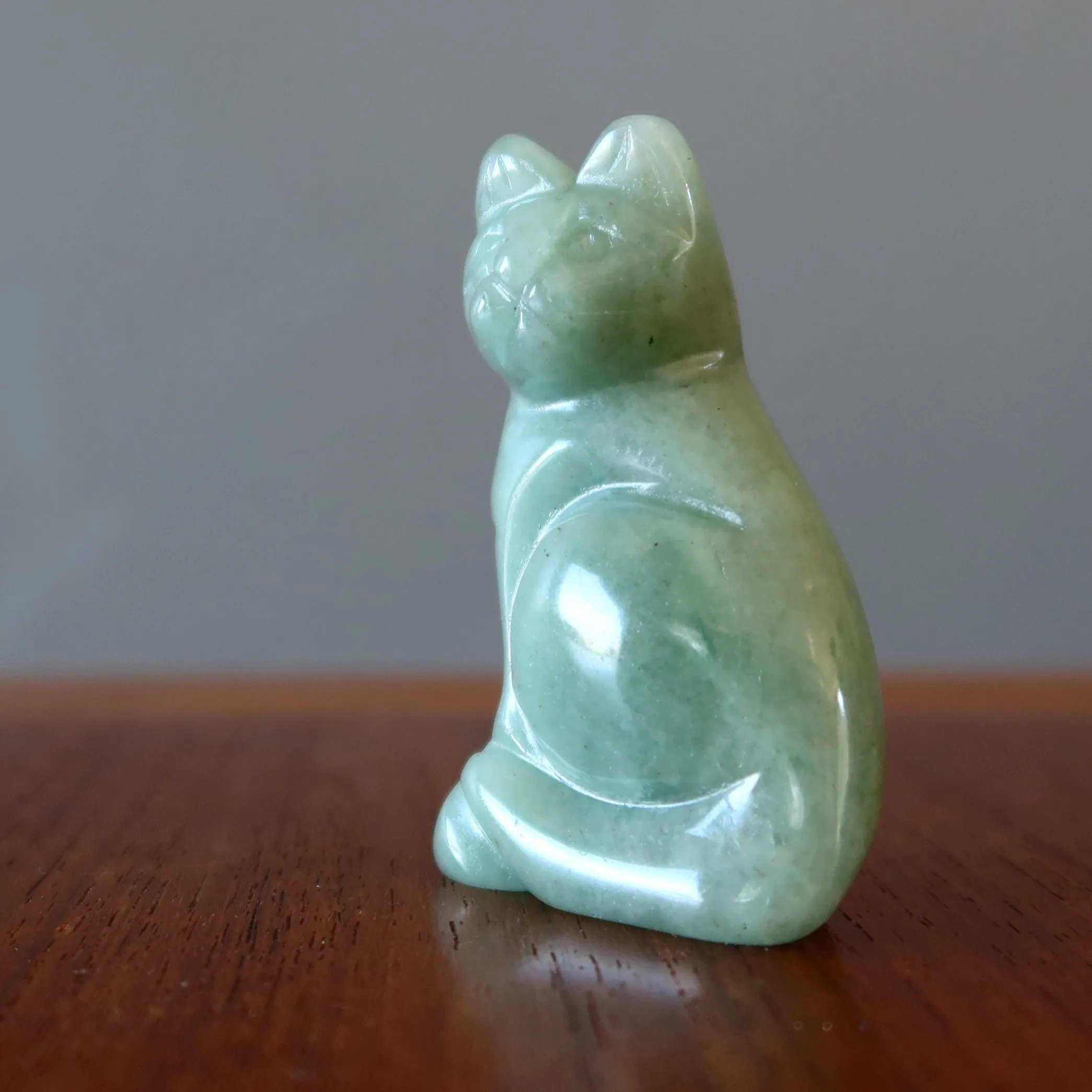 Green Aventurine Cat I Deserve It All Abundance Animal Crystal