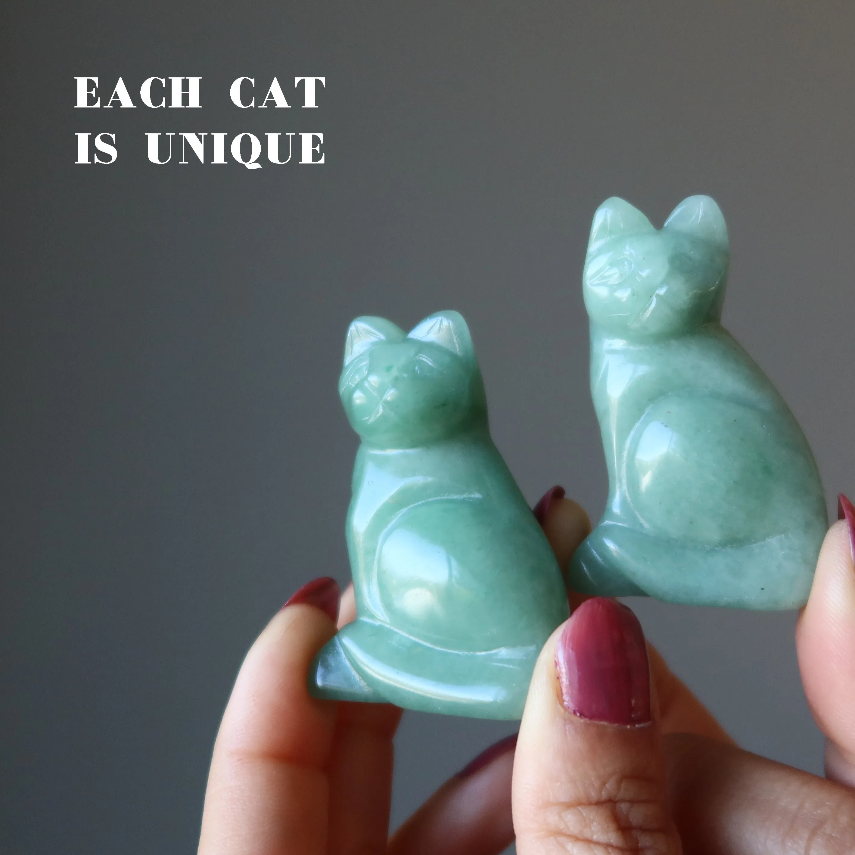 Green Aventurine Cat I Deserve It All Abundance Animal Crystal