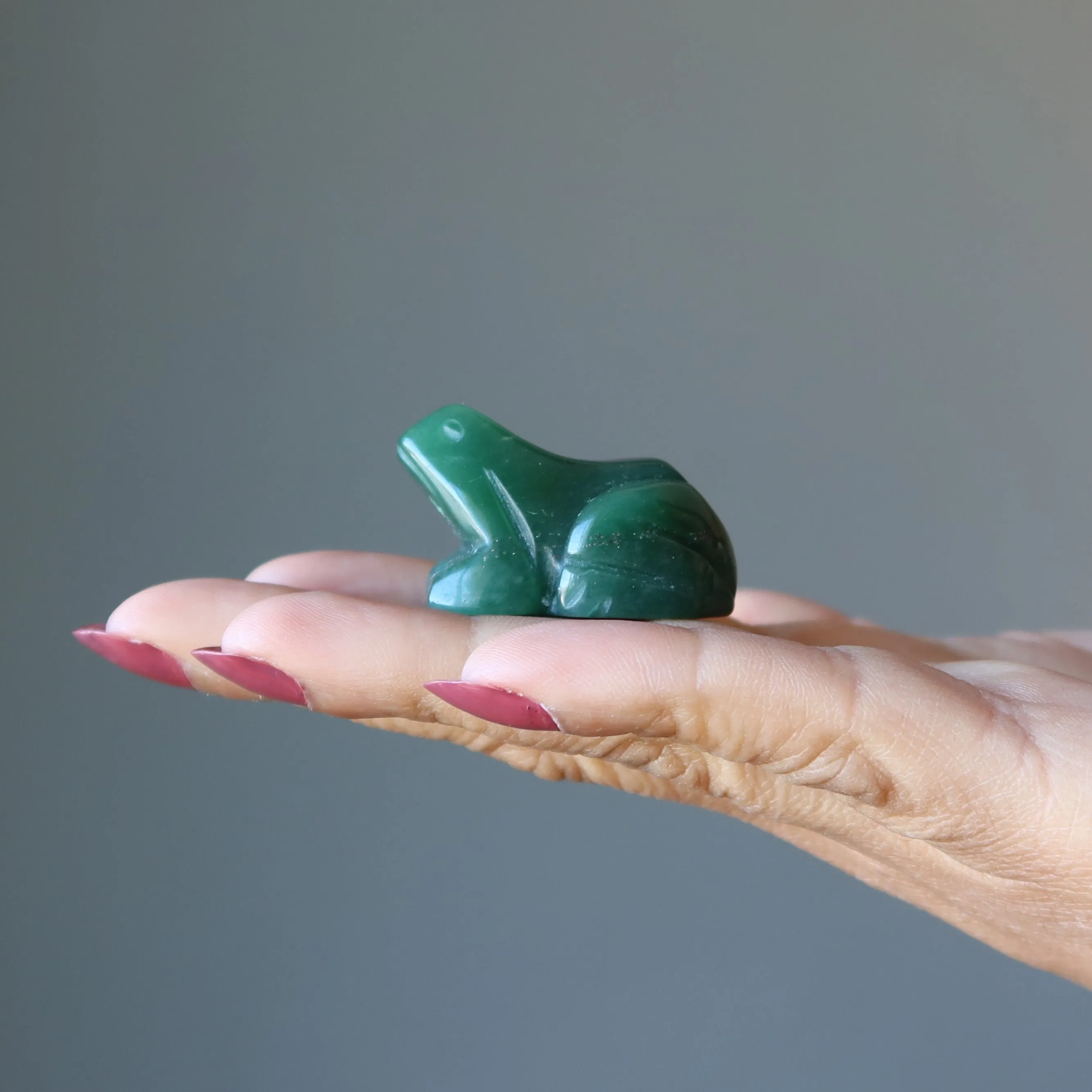 Green Aventurine Frog Leap of Faith Abundance Animal Statue
