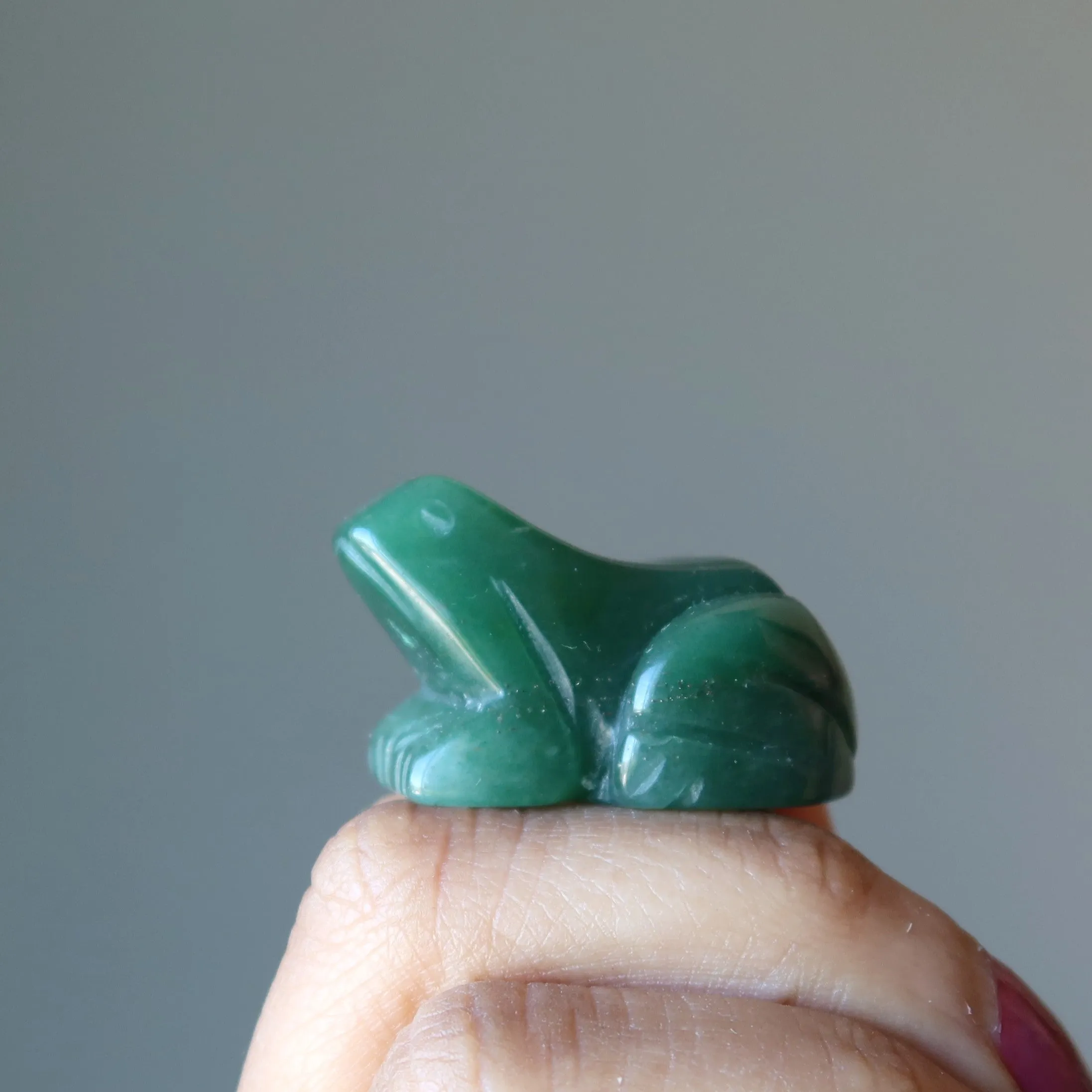 Green Aventurine Frog Leap of Faith Abundance Animal Statue