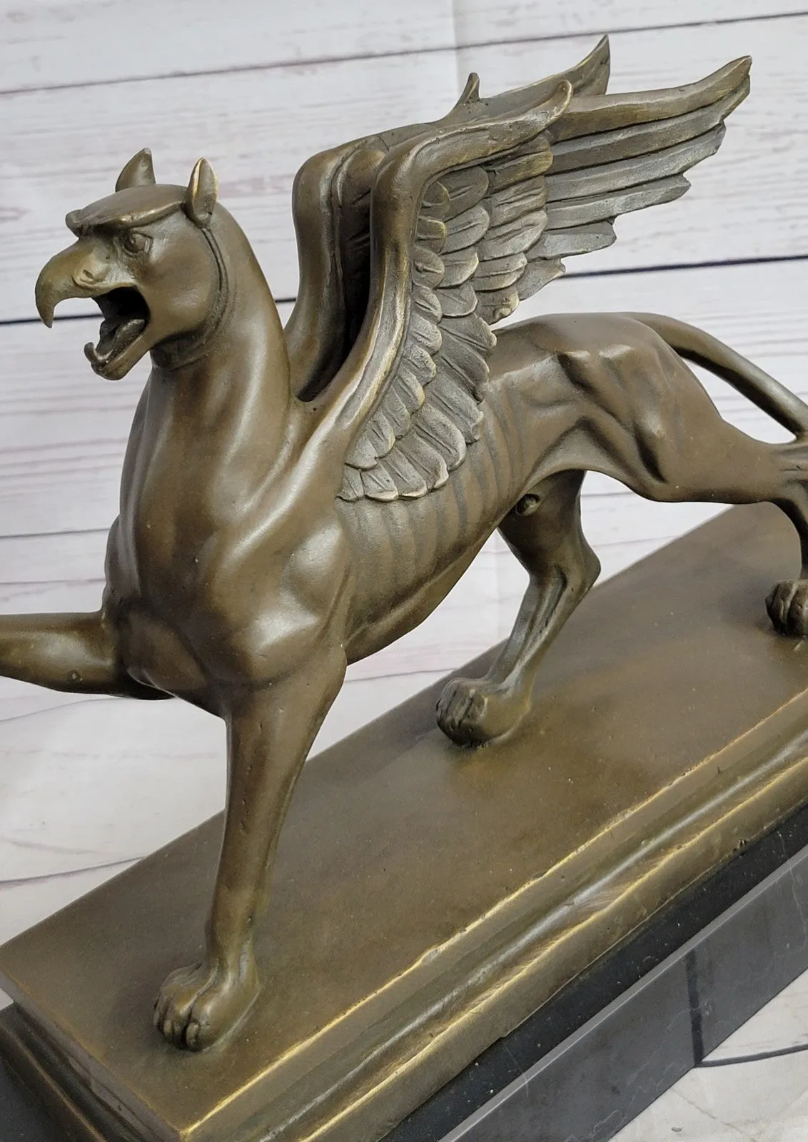 Handcrafted bronze sculpture SALE Base Marble With Griffin Hot Cast