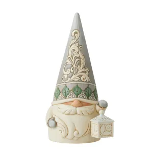 Heartwood Creek White Woodland Gnome with Lantern Statement Figurine