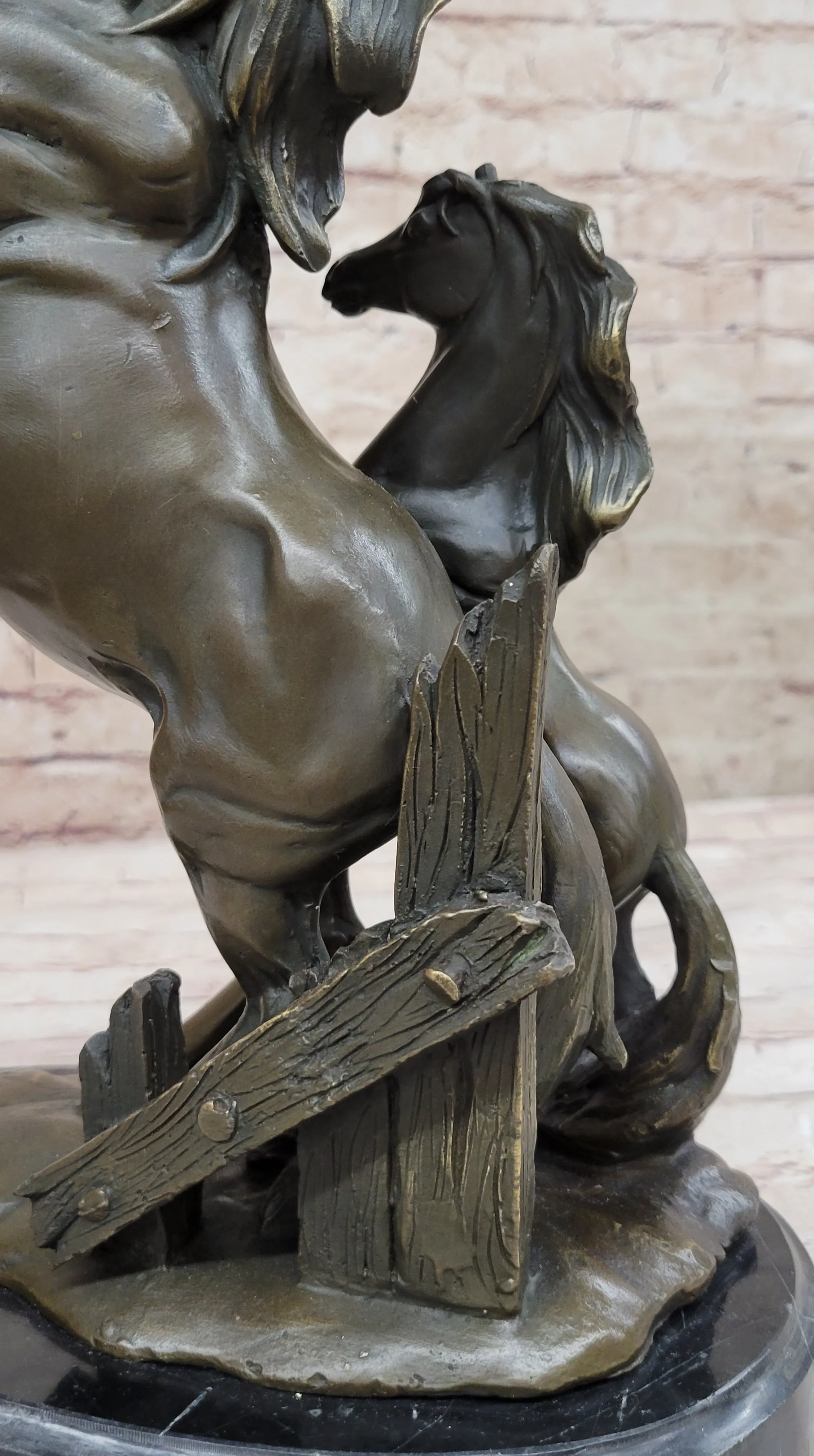 HORSES REARING BRONZE COLLECTABLE FIGURINE BEAUTIFUL AND MAJESTIC STATUE 