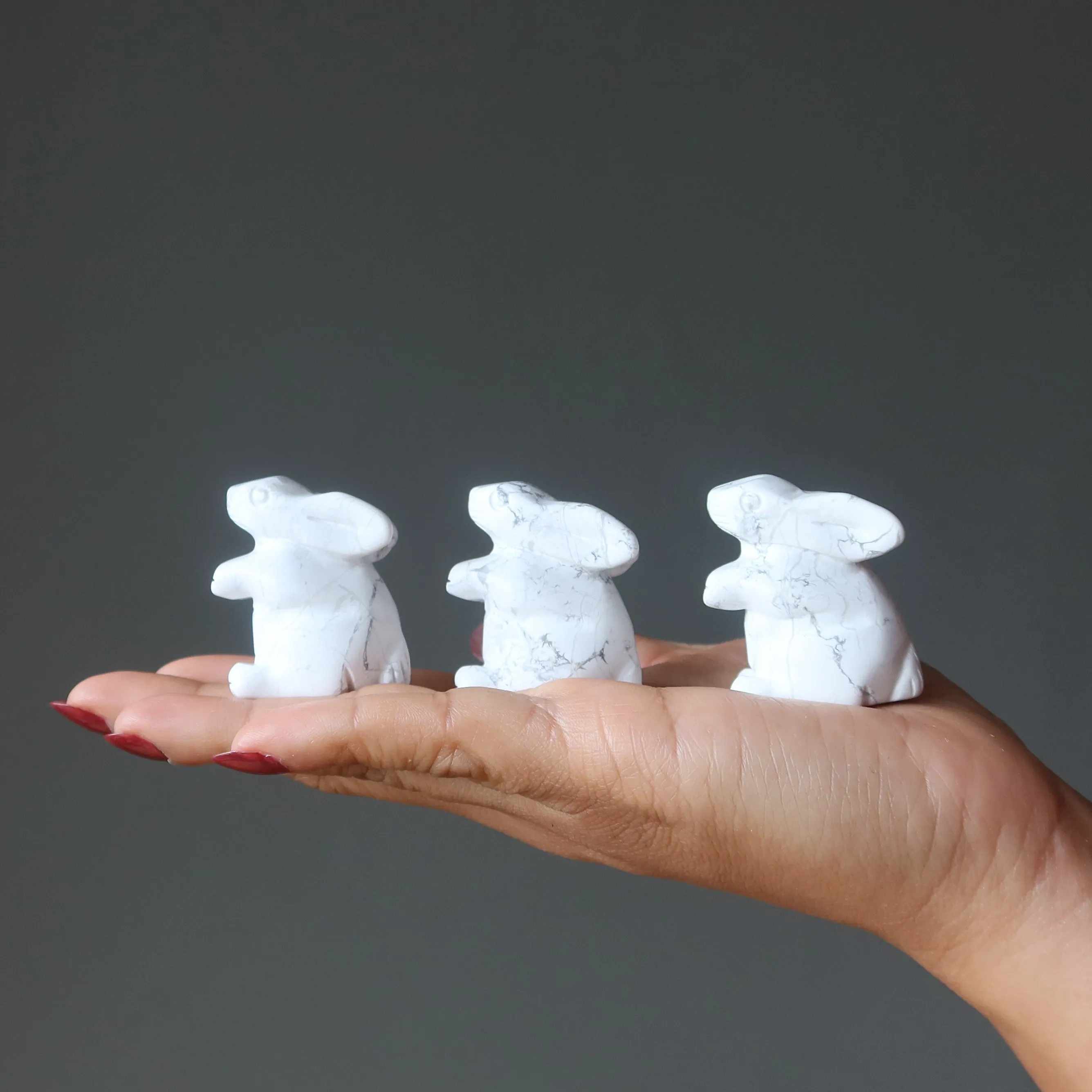 Howlite Rabbit Hop to Health White Bunny Animal Figurine