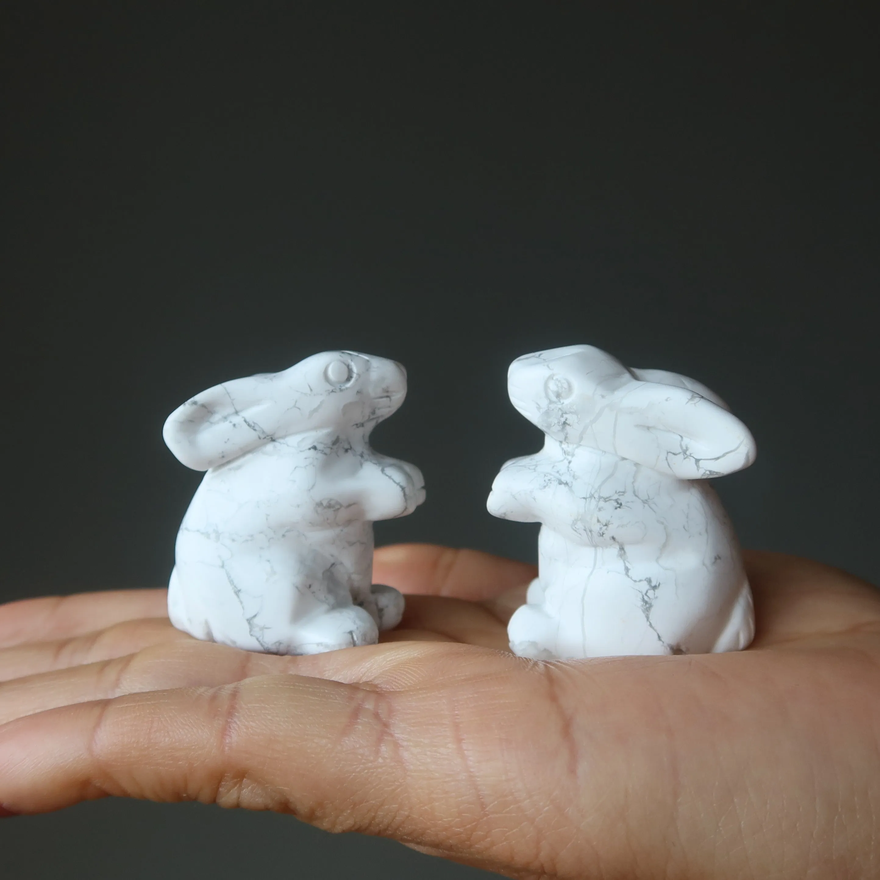 Howlite Rabbit Hop to Health White Bunny Animal Figurine