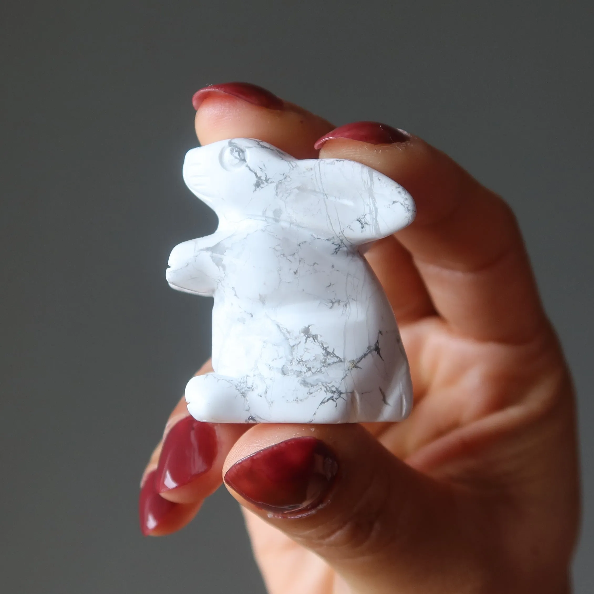 Howlite Rabbit Hop to Health White Bunny Animal Figurine