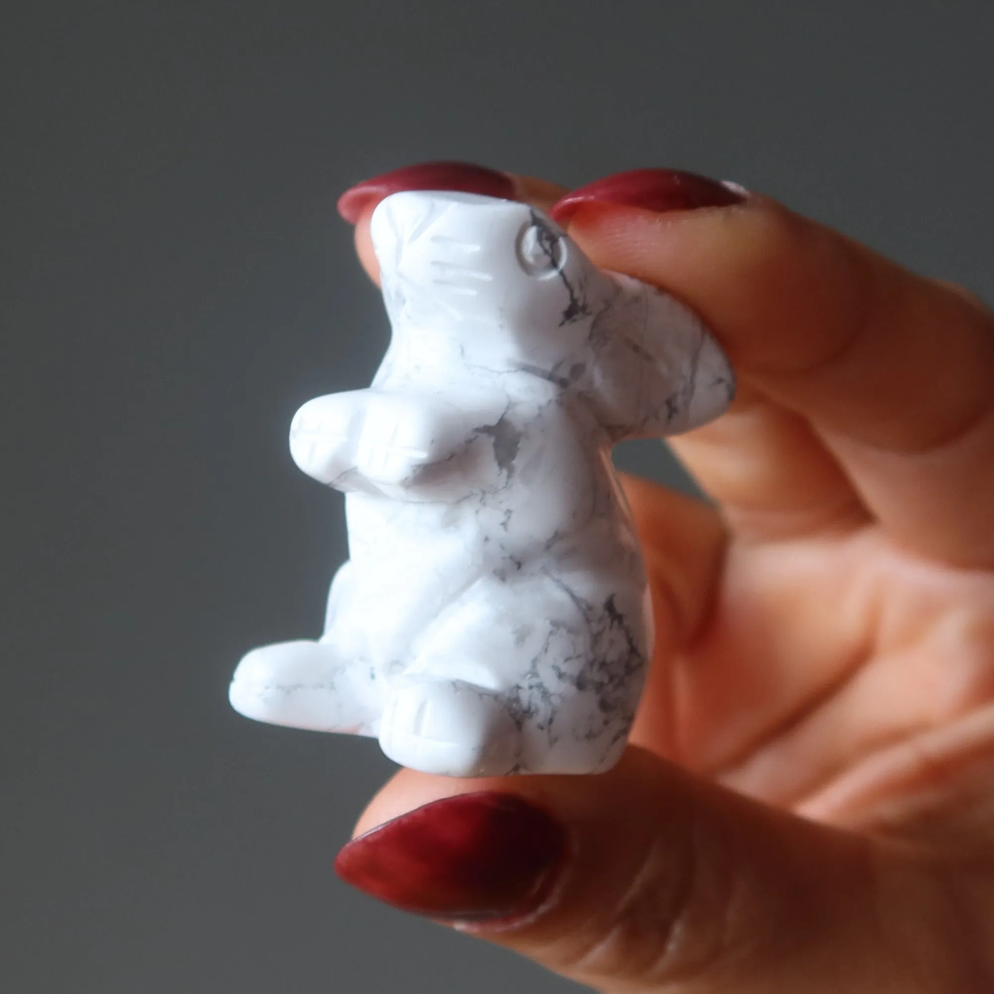 Howlite Rabbit Hop to Health White Bunny Animal Figurine