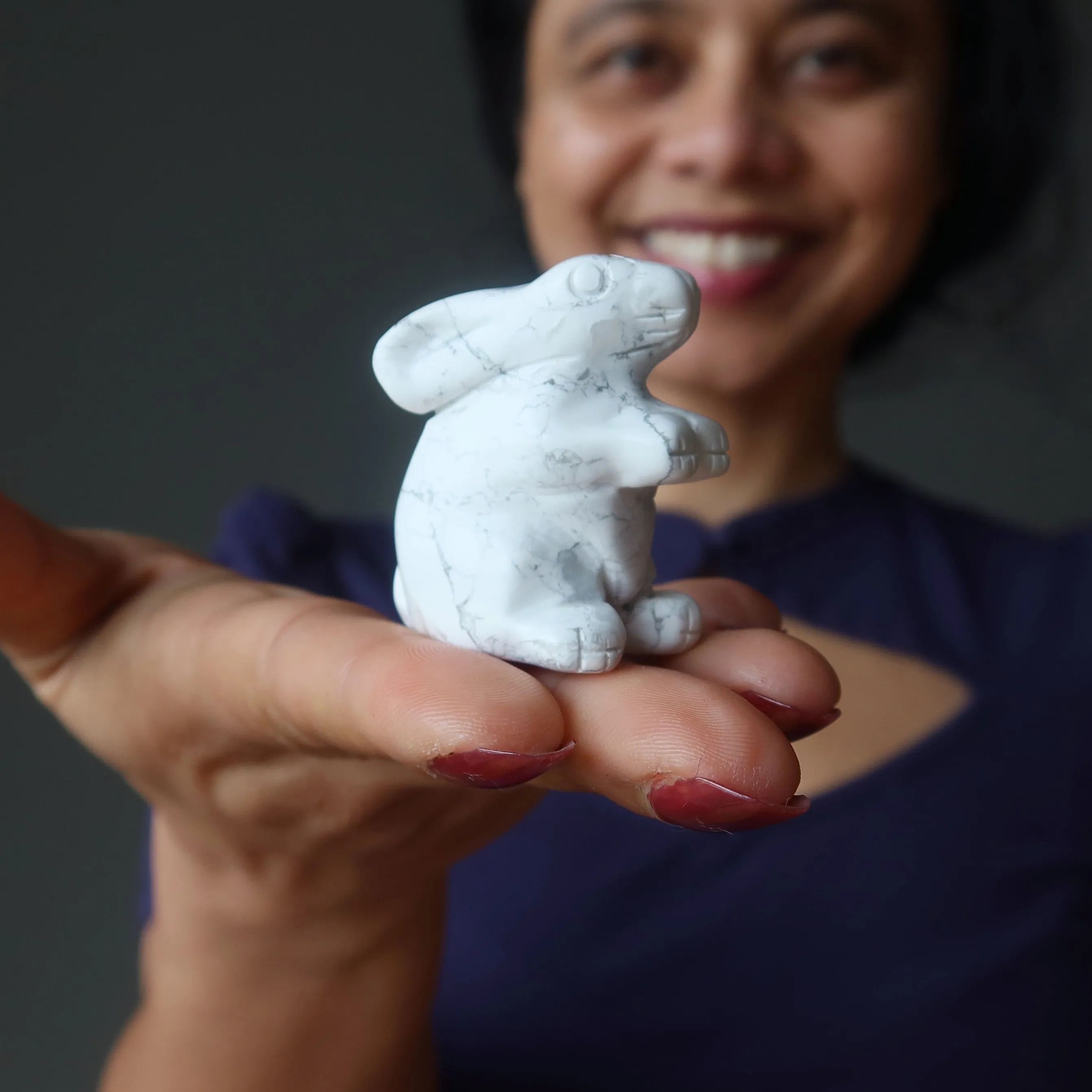 Howlite Rabbit Hop to Health White Bunny Animal Figurine