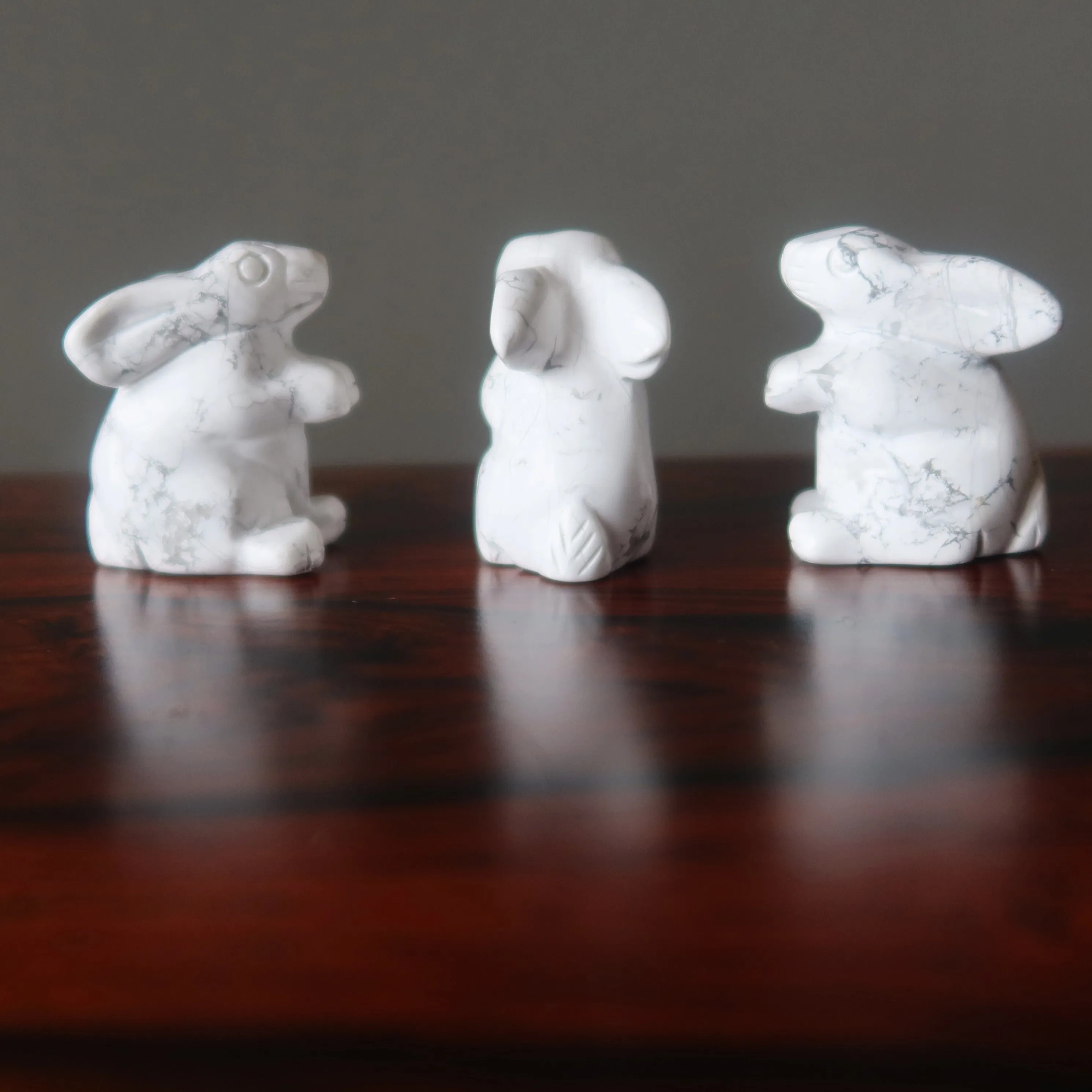 Howlite Rabbit Hop to Health White Bunny Animal Figurine