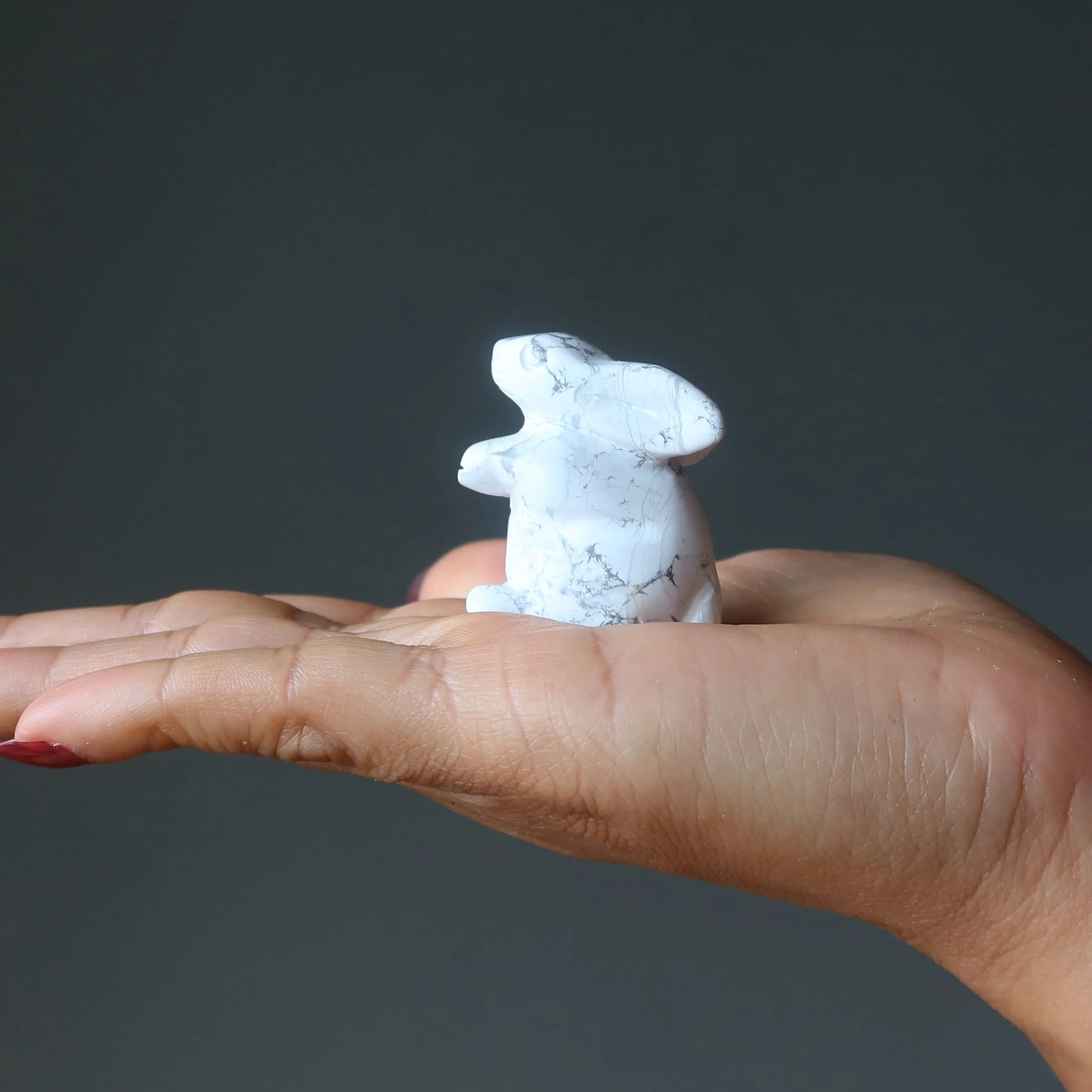 Howlite Rabbit Hop to Health White Bunny Animal Figurine