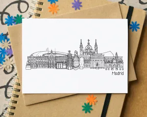 Madrid Skyline Landmarks Greetings Card