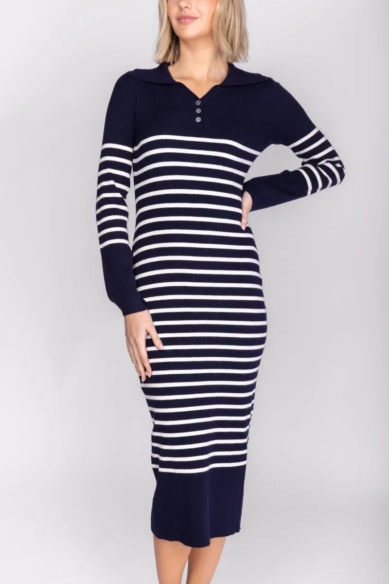 PHOENIX DRESS (NAVY STRIPE)