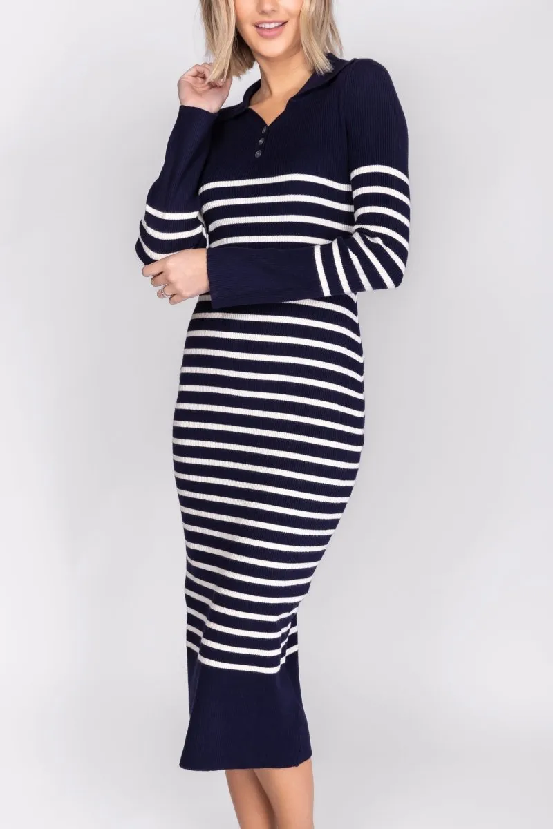 PHOENIX DRESS (NAVY STRIPE)