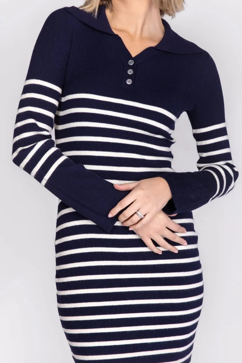 PHOENIX DRESS (NAVY STRIPE)