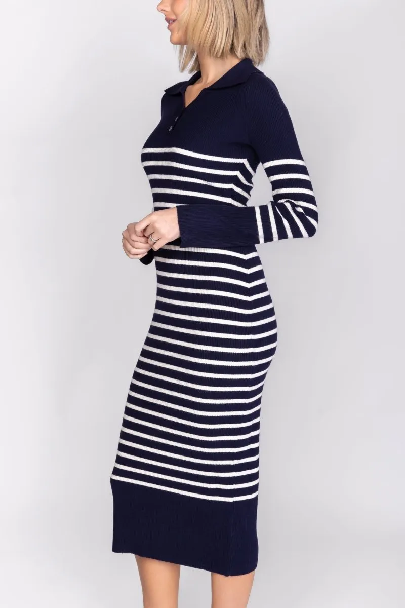 PHOENIX DRESS (NAVY STRIPE)